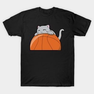 Cute Cat Hugging A Basketball T-Shirt